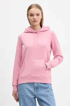 Tommy Jeans bluza culoarea roz, cu gluga, cu imprimeu, DW0DW21963 imagine