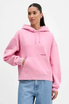 Tommy Jeans bluza culoarea roz, cu gluga, uni, DW0DW21609 imagine