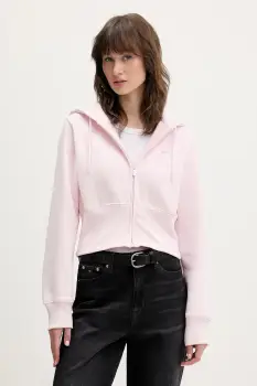 Tommy Jeans bluza culoarea roz, cu gluga, uni, DW0DW21943 imagine