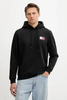 Tommy Jeans bluza culoarea verde, cu gluga, cu imprimeu, DM0DM20738 imagine