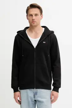 Tommy Jeans bluza culoarea verde, cu gluga, uni, DM0DM20743 imagine