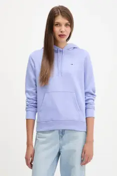 Tommy Jeans bluza culoarea verde, cu gluga, uni, DW0DW19958 imagine