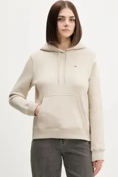 Tommy Jeans bluza culoarea verde, cu gluga, uni, DW0DW19958 imagine