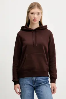 Tommy Jeans bluza culoarea verde, cu gluga, uni, DW0DW19958 imagine