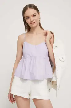 Tommy Jeans bluza din bumbac femei, culoarea violet, neted imagine