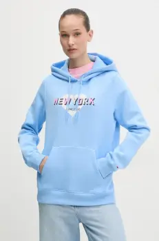 Tommy Jeans bluza femei, cu gluga, cu imprimeu, DW0DW21771 imagine