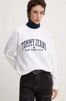 Tommy Jeans bluza femei, culoarea alb, cu imprimeu, DW0DW19824 imagine