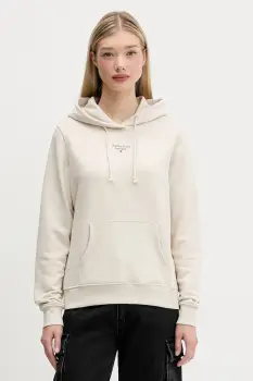 Tommy Jeans bluza femei, culoarea bej, cu gluga, neted, DW0DW19712 imagine