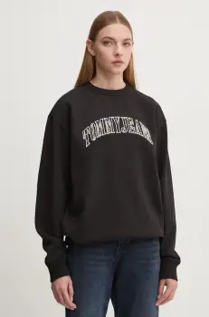 Tommy Jeans bluza femei, culoarea negru, cu imprimeu, DW0DW19713 imagine