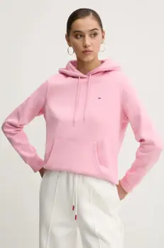 Tommy Jeans bluza femei, culoarea roz, cu gluga, neted, DW0DW19958 imagine