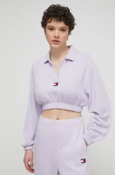 Tommy Jeans bluza femei, culoarea violet, cu imprimeu DW0DW17785 imagine