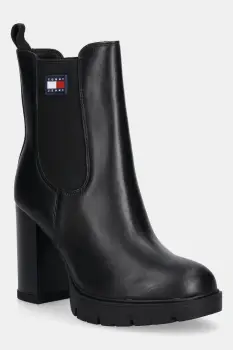 Tommy Jeans botine de piele TJW LEATHER HEEL BOOT imagine