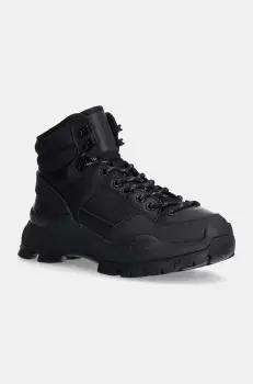 Tommy Jeans botine TJW FEMININE HYBRID BOOT culoarea negru, cu toc plat, EN0EN02553 imagine