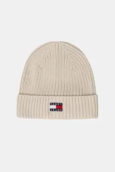 Tommy Jeans caciula din bumbac culoarea bej, AW0AW17899 imagine