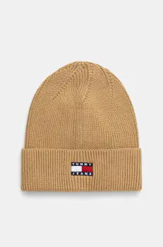 Tommy Jeans caciula din bumbac culoarea verde, bumbac, AW0AW17358 imagine