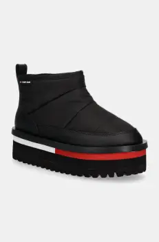 Tommy Jeans cizme de iarna TJW NYLON FLATFORM BOOT WL culoarea negru, EN0EN02689 imagine
