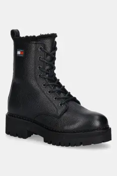Tommy Jeans cizme de piele TJW URBAN LACEUP BOOT WL culoarea negru, cu platforma, izolat, EN0EN02906 imagine