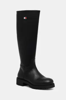 Tommy Jeans cizme TJW STRETCHY LONG SHAFT culoarea negru, cu toc plat, EN0EN02828 imagine