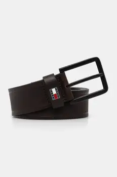 Tommy Jeans curea de piele barbati, culoarea maro, AM0AM13291 imagine
