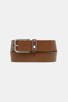 Tommy Jeans curea de piele culoarea maro, AM0AM13687 imagine