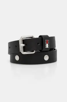 Tommy Jeans curea de piele culoarea negru, AW0AW17916 imagine