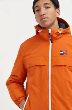 Tommy Jeans geaca barbati, culoarea portocaliu, de iarna imagine