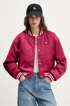 Tommy Jeans geaca bomber culoarea roz, de tranzitie, DW0DW20229 imagine