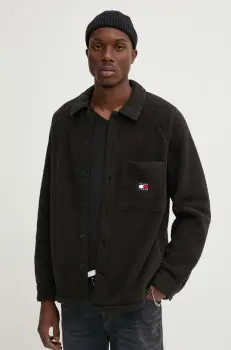 Tommy Jeans geaca cu aspect de camasa culoarea negru, de tranzitie, DM0DM19647 imagine