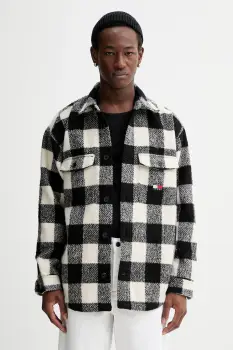 Tommy Jeans geaca cu aspect de camasa culoarea negru, de tranzitie, oversize, DM0DM22013 imagine