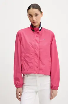 Tommy Jeans geaca culoarea roz, de tranzitie, oversize, DW0DW20439 imagine