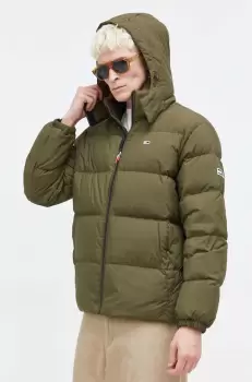 Tommy Jeans geaca de puf barbati, culoarea verde, de iarna imagine