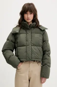 Tommy Jeans geaca de puf culoarea verde, de iarna, oversize, DW0DW21624 imagine