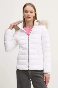 Tommy Jeans geaca de puf femei, culoarea alb, de iarna, DW0DW18312 imagine