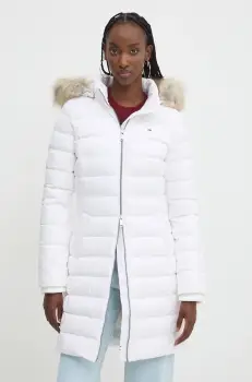 Tommy Jeans geaca de puf femei, culoarea alb, de iarna, DW0DW18864 imagine