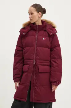 Tommy Jeans geaca de puf femei, culoarea bordo, de iarna, DW0DW18821 imagine
