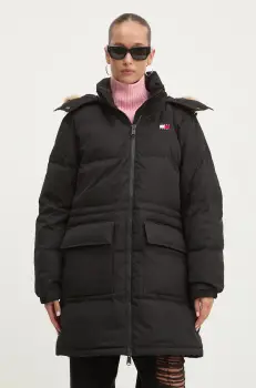Tommy Jeans geaca de puf femei, culoarea negru, de iarna, DW0DW18821 imagine