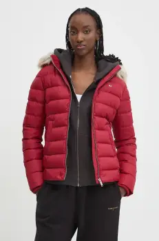 Tommy Jeans geaca de puf femei, culoarea rosu, de iarna, DW0DW18312 imagine