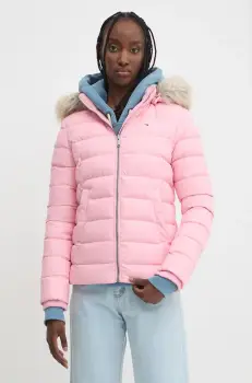 Tommy Jeans geaca de puf femei, culoarea roz, de iarna, DW0DW18312 imagine