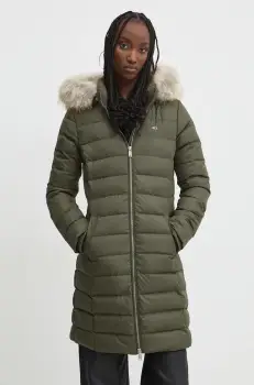 Tommy Jeans geaca de puf femei, culoarea verde, de iarna, DW0DW18864 imagine