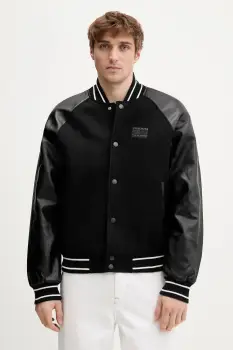 Tommy Jeans geaca din amestec de lana culoarea negru, de tranzitie, DM0DM22439 imagine