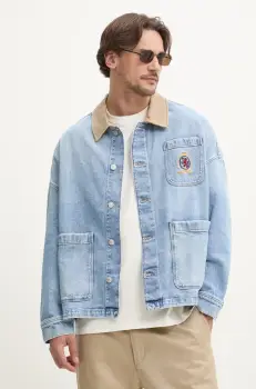 Tommy Jeans geaca din denim de tranzitie, oversize, DM0DM21049 imagine