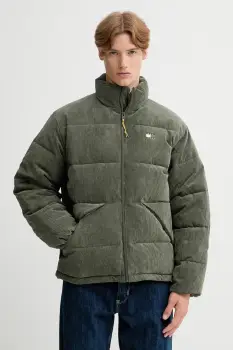 Tommy Jeans geaca din velur culoarea verde, de iarna, DM0DM22031 imagine