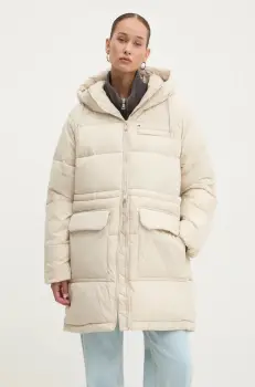 Tommy Jeans geaca femei, culoarea bej, de iarna, DW0DW18842 imagine