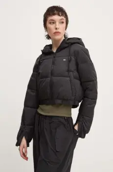 Tommy Jeans geaca femei, culoarea negru, de iarna, DW0DW18313 imagine