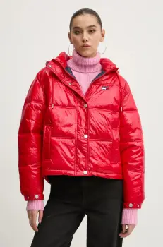 Tommy Jeans geaca femei, culoarea rosu, de iarna, oversize, DW0DW20210 imagine