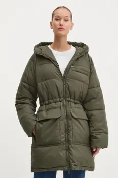 Tommy Jeans geaca femei, culoarea verde, de iarna, DW0DW18842 imagine