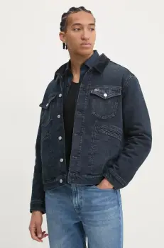 Tommy Jeans geaca jeans barbati, culoarea albastru marin, de tranzitie, DM0DM20434 imagine