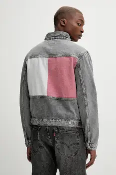 Tommy Jeans geaca jeans culoarea gri, de tranzitie, DM0DM21964 imagine