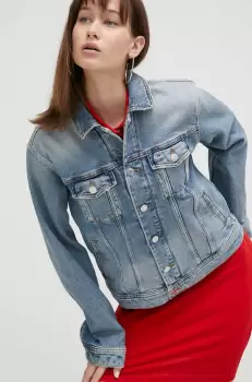 Tommy Jeans geaca jeans femei, de tranzitie, oversize imagine