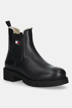 Tommy Jeans ghete chelsea de piele TJW CHELSEA BOOT WL culoarea negru, cu platforma, izolat, EN0EN02826 imagine